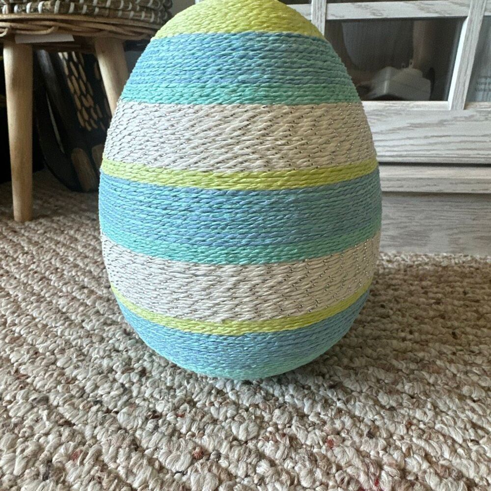9.5” green & blue striped Easter egg